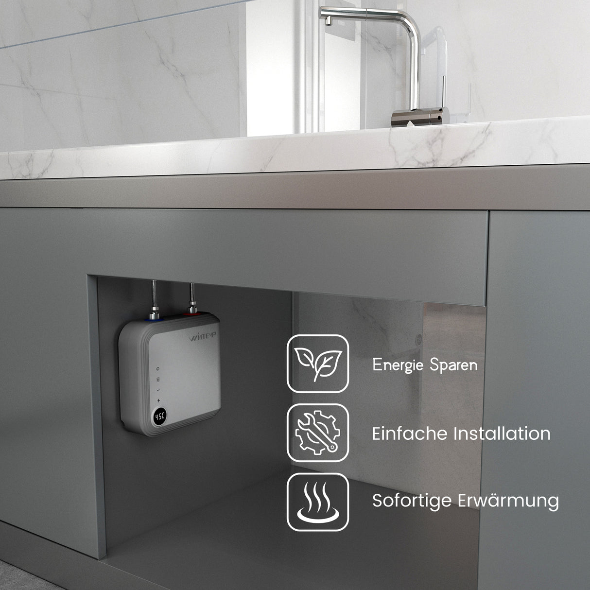 Chauffe-eau électrique instantané au point d'utilisation KFU65 blanc 240 V/6,5 kW