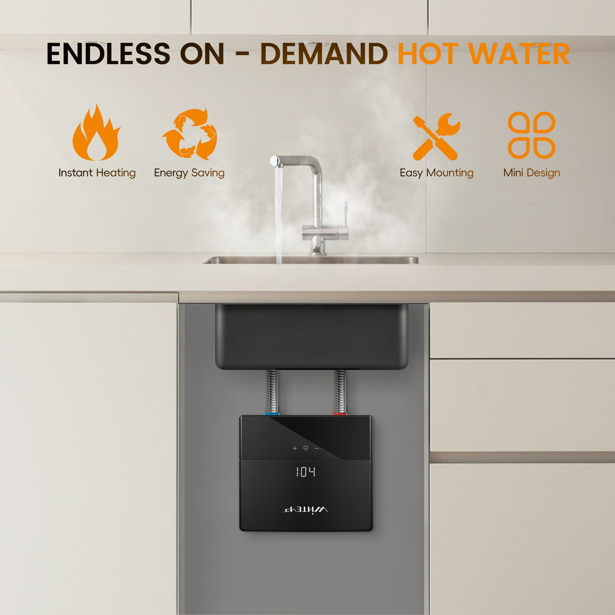 KJU144 Black 120V / 4.4KW Point-of-Use Electric Tankless Water Heater