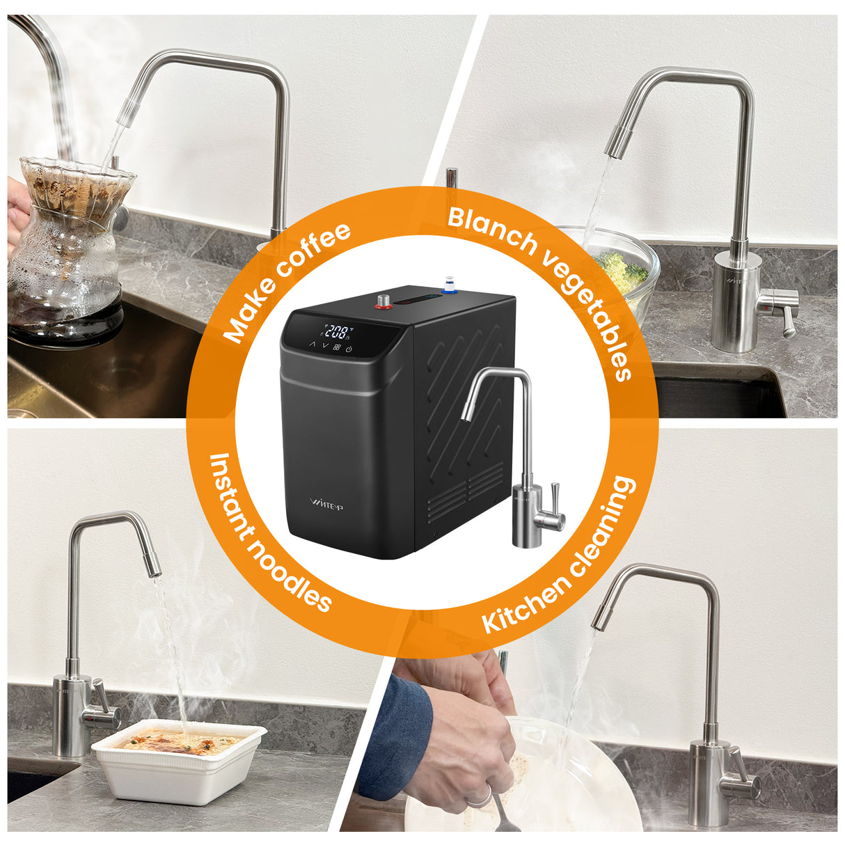 WINTEMP 208°F Instant Hot Water Dispenser – Compact Unit with Child Lock & Hot-Only Faucet