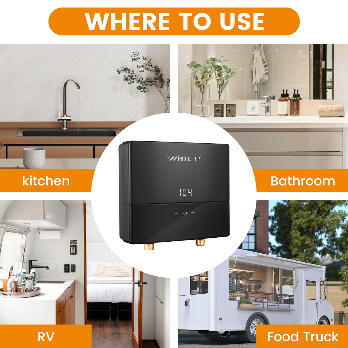 KJU144 Black 120V / 4.4KW Point-of-Use Electric Tankless Water Heater