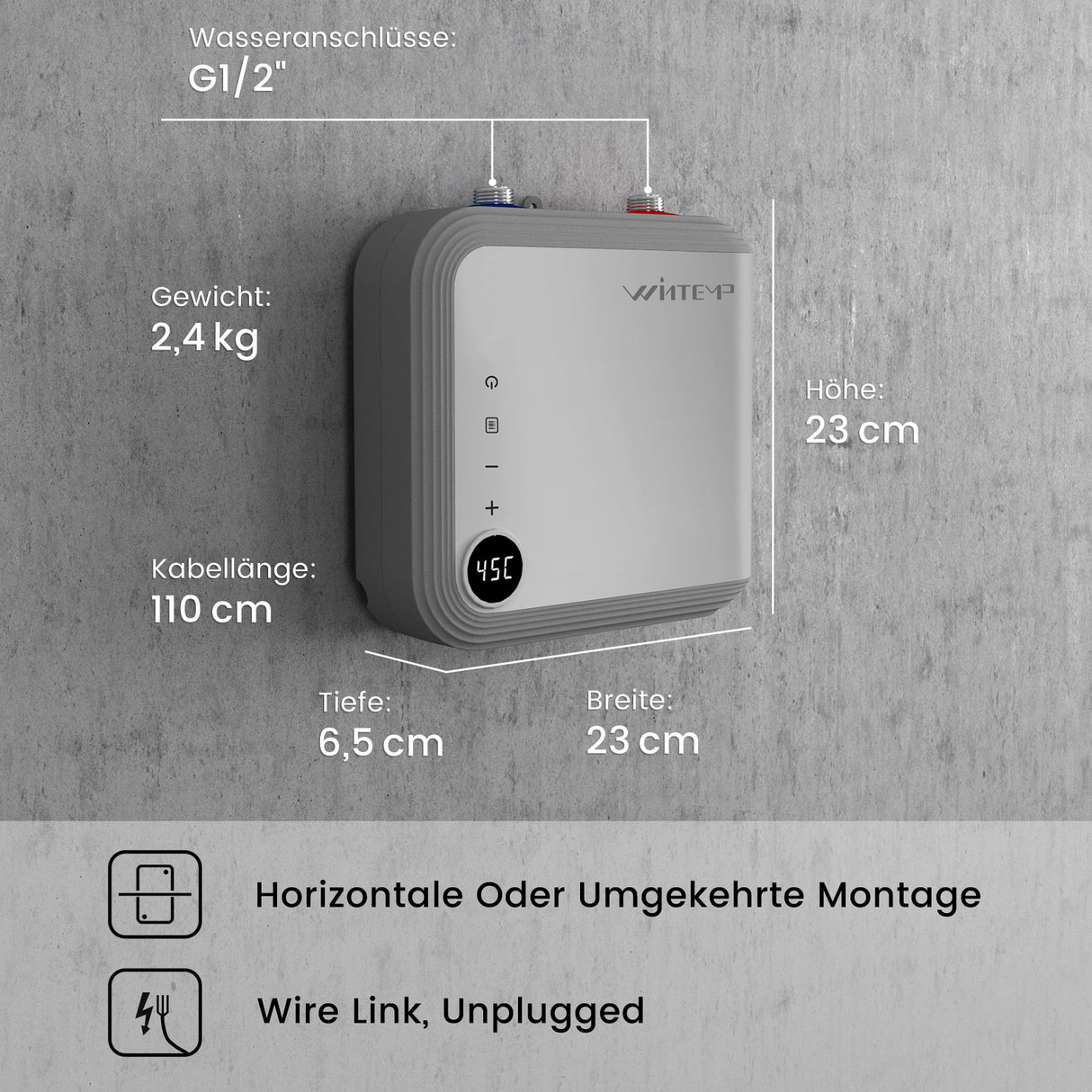 Chauffe-eau électrique instantané au point d'utilisation KFU65 blanc 240 V/6,5 kW