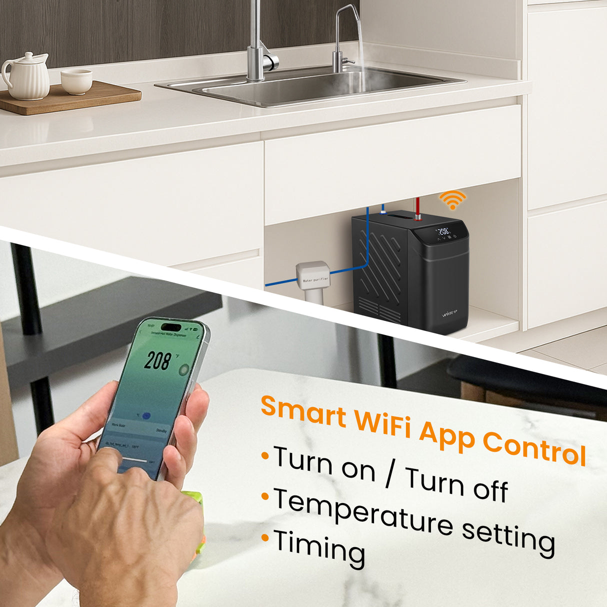 WINTEMP 208°F Instant Hot Water Dispenser – Compact Unit with Child Lock & Hot-Only Faucet