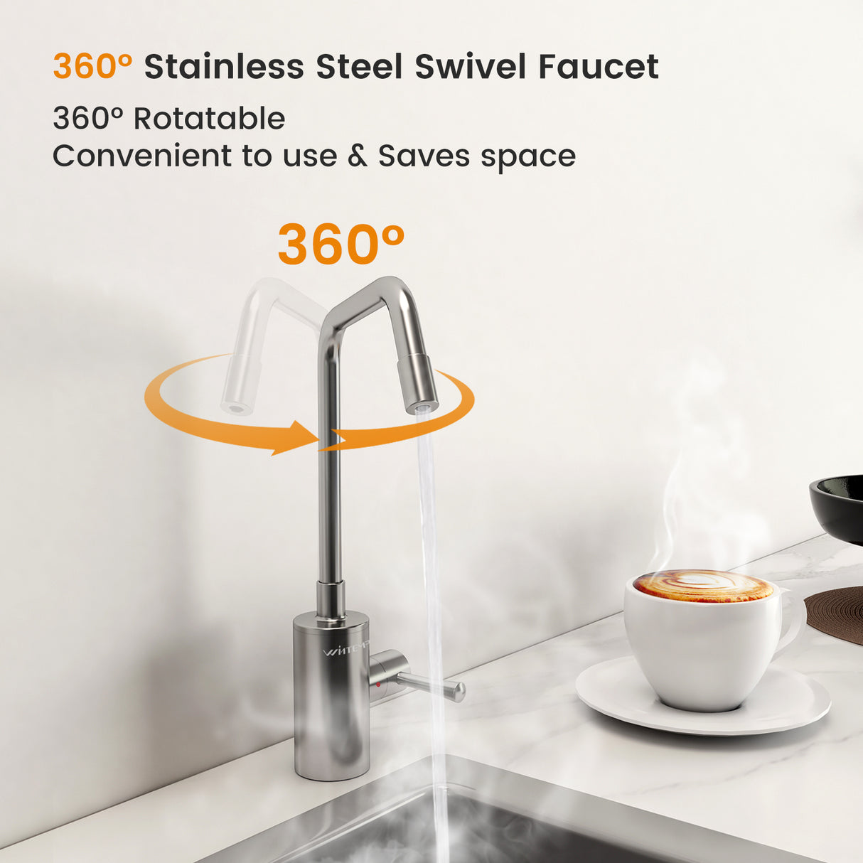 WINTEMP 208°F Instant Hot Water Dispenser – Compact Unit with Child Lock & Hot-Only Faucet