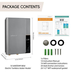 WN08 Gray 240V / 8KW Point of Use Tankless Electric Water Heater